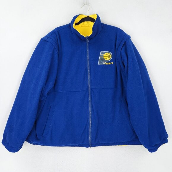 Pacers Jacket Mens XL Blue Yellow Reversible Convertible Vest NBA Basketball